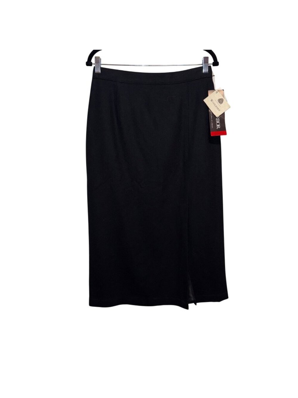 NWT Sag Harbor Womens Black Wool Blend Midi Skirt Size 14